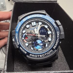 Casio G-Shock Black and Blue Multifunction Gulfmaster Watch GN1000